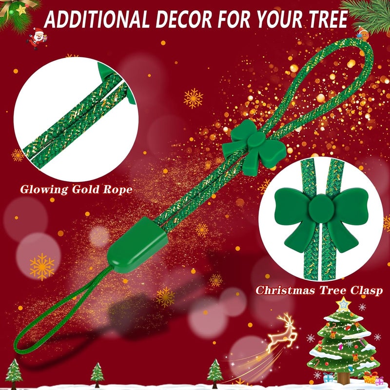 ANGAR 36 Pcs Adjustable Christmas Ornament Hooks, No-Slip Cat Child Proof Ornament Hangers String for Hanging Christmas Tree Decorations, Strong Accessorie for Small & Large Ornaments(Shiny Green) - Image 3